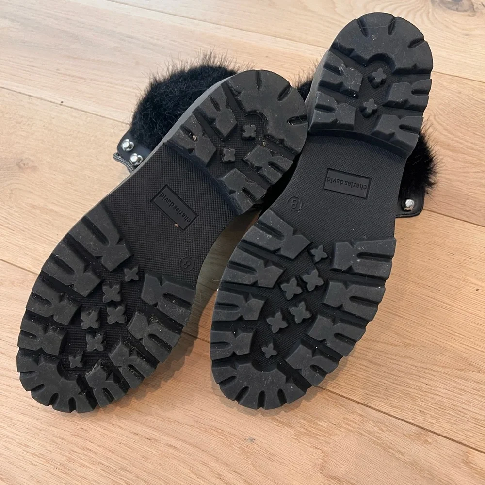 Charles David Raider Faux Fur Combat Boots - Picture 8 of 13
